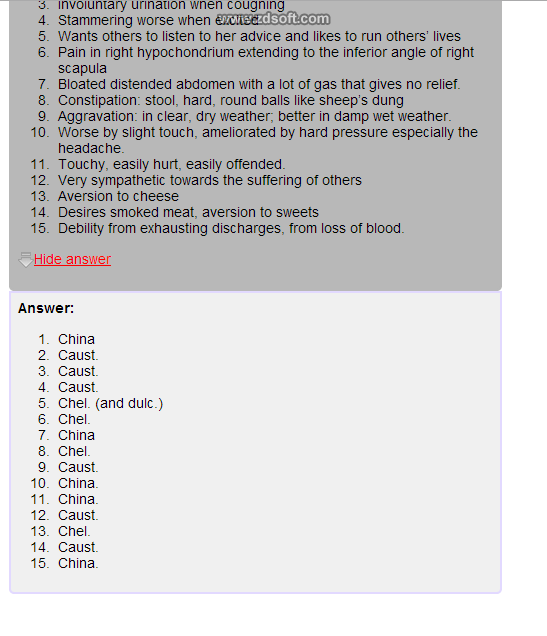 Remedy Quiz For Materia Medica Quiz-40