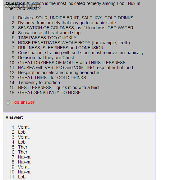 Remedy Quiz For Materia Medica Quiz-52