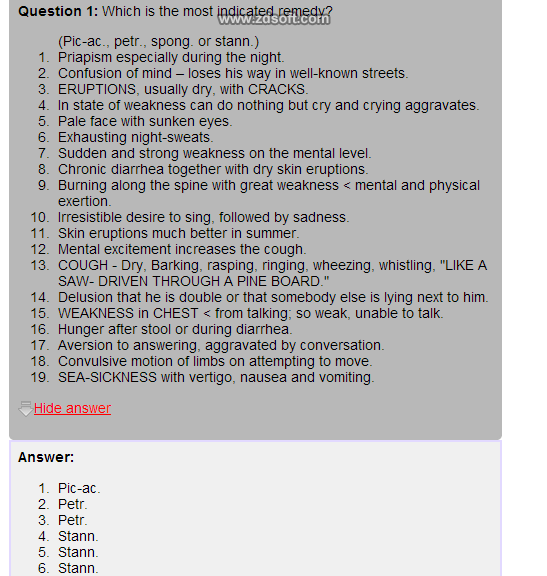 Remedy Quiz For Materia Medica Quiz-56