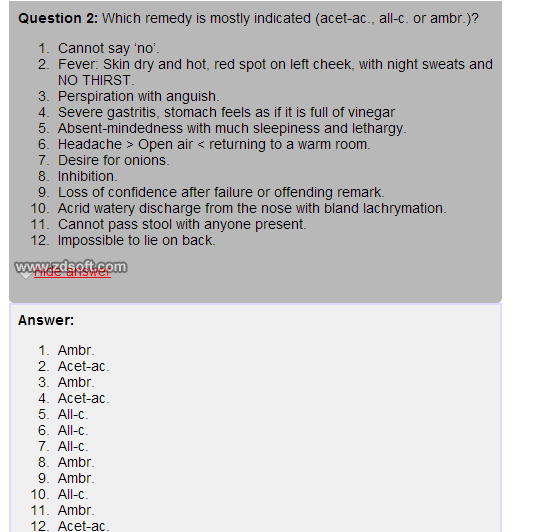 Remedy Quiz For Materia Medica Quiz-77