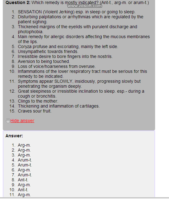 Remedy Quiz For Materia Medica Quiz-85