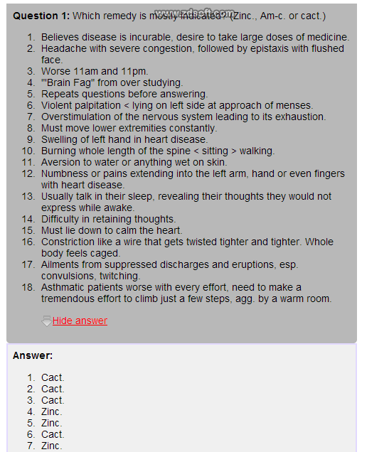 Remedy Quiz For Materia Medica Quiz-88