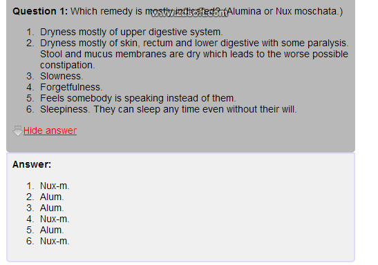 Remedy Quiz For Materia Medica Quiz-103