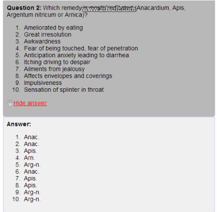 Remedy Quiz For Materia Medica Quiz-112